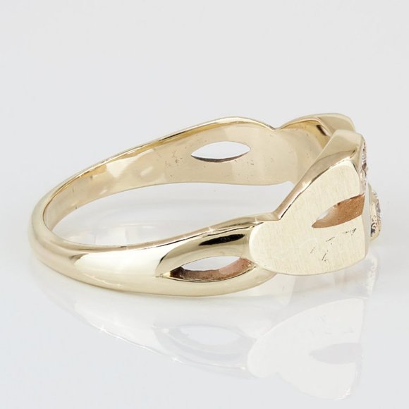 Unique 10k Yellow Gold Diamond Brushed Angular Ring - Picture 3 of 6